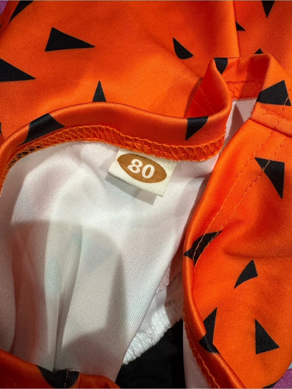 Halloween Costume - Orange Pebbles Flintstone Inspired Dress with Blue Sash
